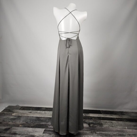 Show Me Your MUMU Grey Chiffon Long Gown Size S - Picture 6 of 11